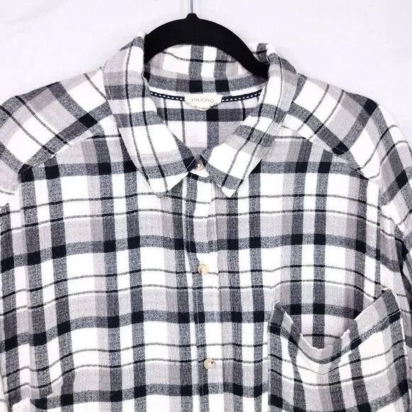 Pilcro Anthropologie Plaid Button Up Shirt Women's XL Long Sleeve Front Pocket - Picture 3 of 10